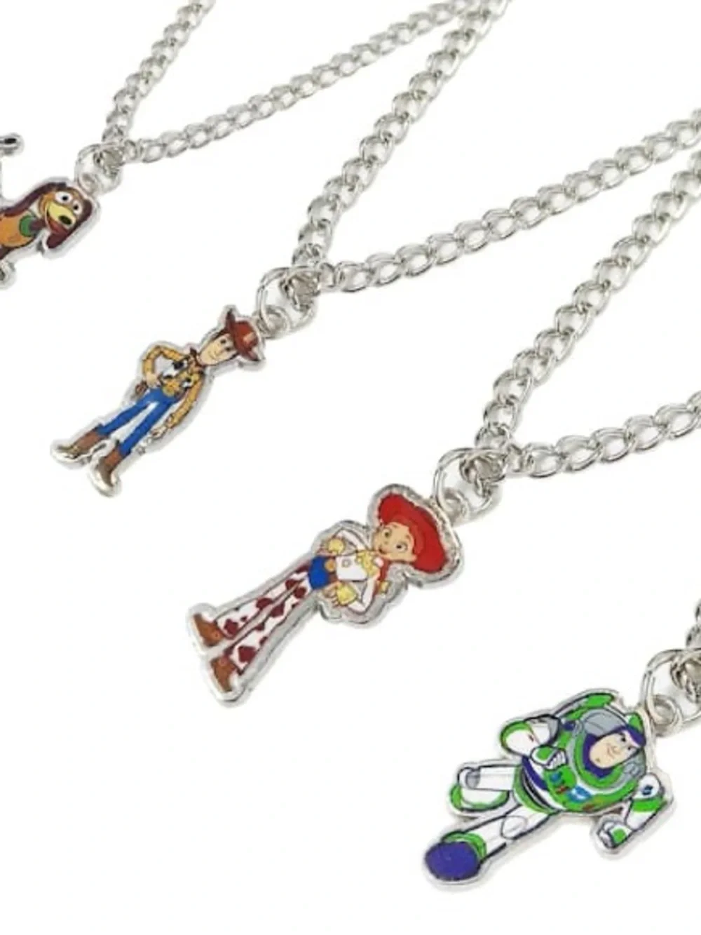 4 New Toy Story Kids Silver Charm Necklaces - Blue Packaging